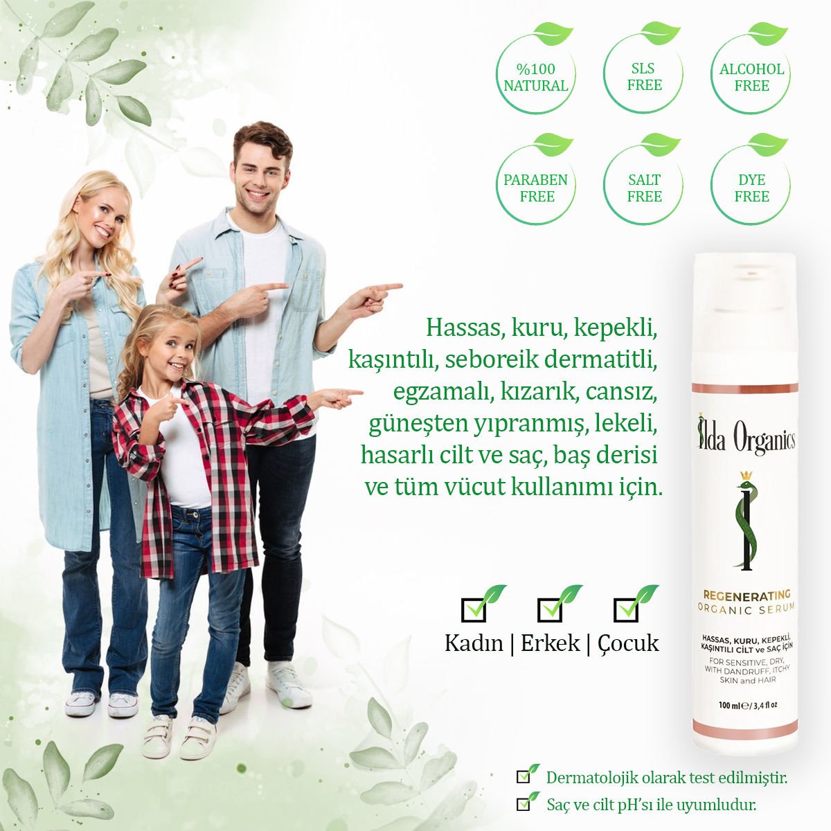 Yenileyici Organik SAÇ ve CİLT - Tüm VÜCUT Serumu