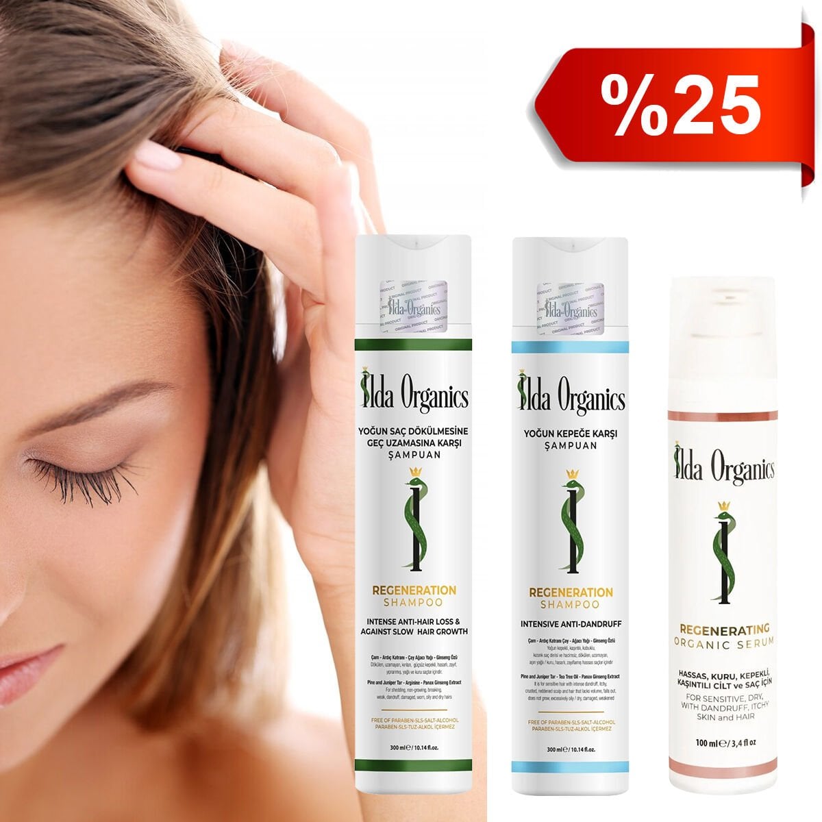 Yoğun Saç Dökülmesi - Uzamama, Kepek, Kaşıntı, Egzama - ŞAMPUAN ve SERUM SETİ- ARINMA MUCİZESİ