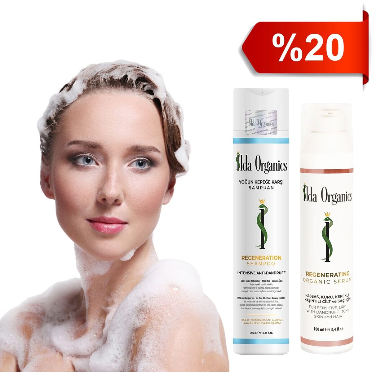 Yoğun Kepek, Kaşıntı, Kabuklanma Arındırıcı Şampuan - Tüm Vücut, Yüz ve Saç Yenileyici İyileştirici Serum