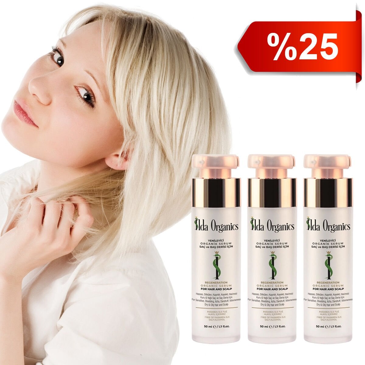 Yenileyici Organik SAÇ ve BAŞ Derisi 3'lü Serum Seti